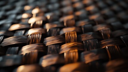 Wall Mural - bokeh effect with abstract blurred texture of woven material in warm tones showcasing intricate patt