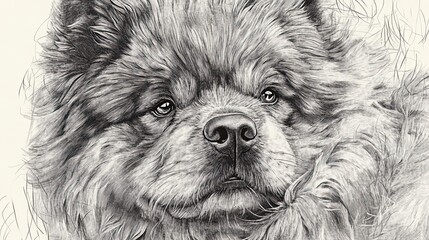 Poster - Detailed Monochrome Drawing Of A Chow Chow Dog