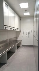 Sticker - Modern Clean Stainless Steel Locker Room Design