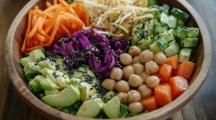 Wall Mural - Vibrant close up of a fresh salad bowl filled with colorful vegetables and fruits highlighting healthy eating and nutritious ingredients