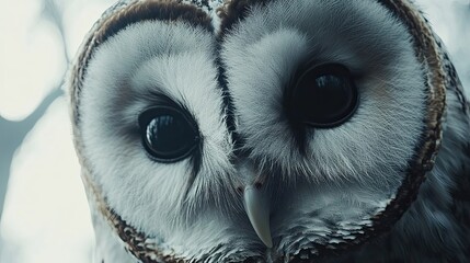 Poster - Majestic Owls Face Close Up Detailed View