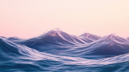 Wall Mural - serene coastal mountains with gentle ocean waves under a pastel sky at dusk creating a tranquil and 