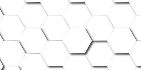 Wall Mural - Hexagonal Surface polygon pattern shape structure light seamless geometric background. Hexagon 3d background texture design. Abstract background with white color hexagons and seamless pattern vector