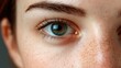 © AbstractAI - Close up of a woman's eye showcasing biometric features for facial recognition technology and advanced scanning capabilities