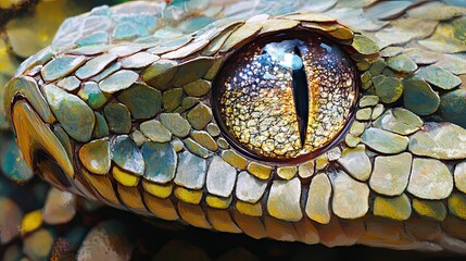 Poster - A Close Up View Of A Snakes Eye And Scales