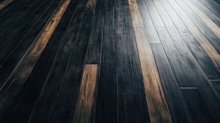 Canvas Print - Bamboo flooring with rich textures displayed on a modern sleek black background showcasing elegance and natural beauty in interior design.