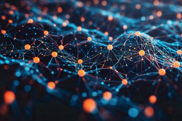 Wall Mural - Abstract polygonal space low poly dark background with connecting dots and lines. Connection structure. 