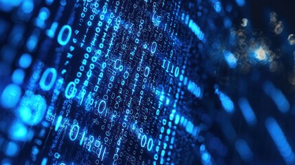Abstract Digital Data Stream: Glowing Binary Code
