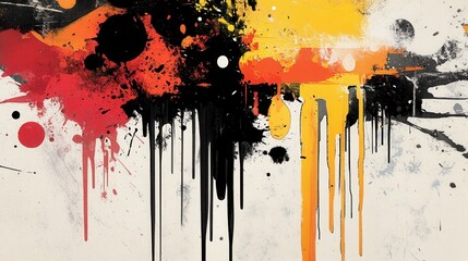 Wall Mural - Abstract Colorful Paint Splash with Black, Yellow, Red, and White