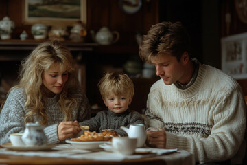 Canvas Print - Family Having Breakfast