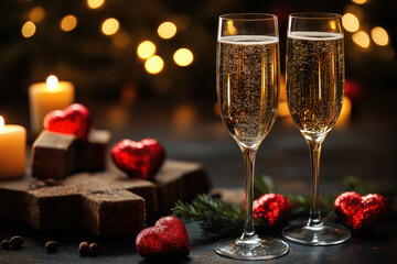 Canvas Print - Valentine's Day Champagne