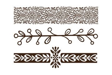 Wall Mural - intricate border and frame borders, floral ornament motif dividers, andmodern decorations. vintage f