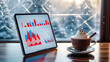 © Amna - tablet with graphs along with tasty coffee on table