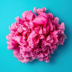 Sticker - Vibrant Pink Flower Bloom on Bright Blue Background