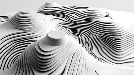 Abstract White Layered Landscape Design