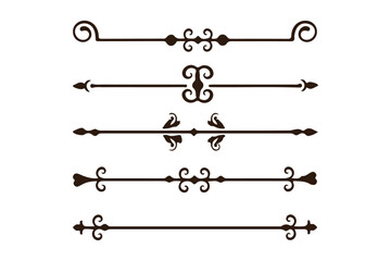 Wall Mural - intricate border and frame borders, floral ornament motif dividers, andmodern decorations. vintage f