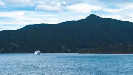 Wall Mural - Cook strait new zealand gorgeous scenery water ocean dramatic sky fiords sounds paradise views calm