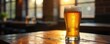 © Kathy - Frosty beer glass on worn pub table, sunlight dappled , textured, drink, lager