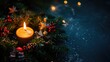 © Mykola - Traditional Christmas Wreath with Candlelight and Holiday Decorations on Dark Background
