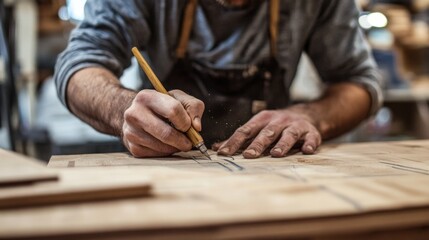 Artisan carving intricate designs on wood