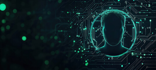 Futuristic AI Developer Email Signature with Glowing Green Circuitry Design