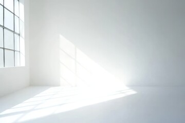 Wall Mural - a room with a window and a white wall. the window is open and the sun is shining through it