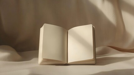 Wall Mural - a book is open to a blank page. the book is on a white surface