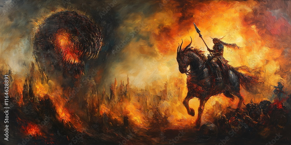 Battle of Ragnarok One riding the eight-legged hor_005 Stock ...