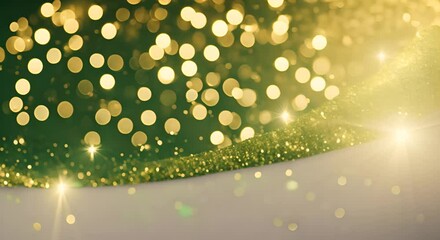 Wall Mural - A captivating background with green and gold bokeh glitter perfect for festive and celebratory designs 4K
