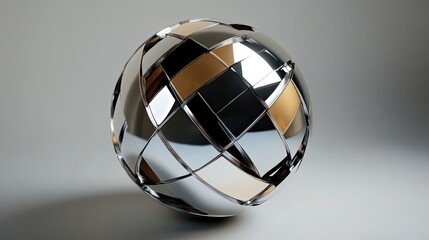 Wall Mural - Chrome Sphere with Gold and Black Accents