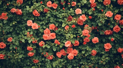 Wall Mural - Natural fresh red roses flowers pattern wallpaper. top view, Red rose flower wall background.
