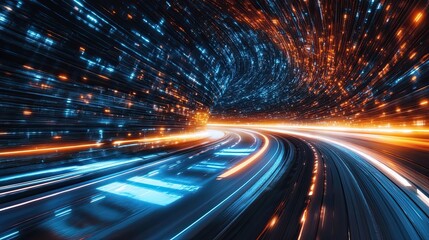 Wall Mural - futuristic highway tunnel light trails abstract design