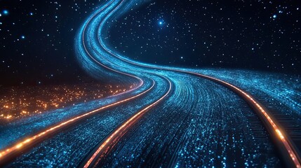 Wall Mural - luminous trails across a starry night sky
