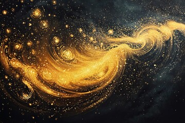 Wall Mural - golden cosmic swirl abstract art design