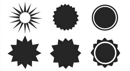 Sticker - Decorative black stickers for sale, including graphic circles, retro labels, royal wedding themes, and invitation stickers. This collection of modern, isolated symbols features a simple promotional