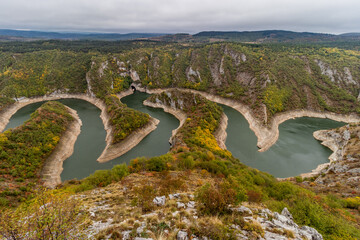 Sticker - Autumn view of Uvac river canyon, Serbia