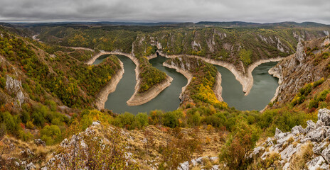 Sticker - Autumn view of Uvac river canyon, Serbia