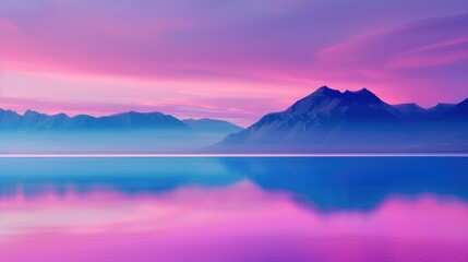 Wall Mural - Experience the tranquil beauty of a sunset over a lake, where soft hues blend seamlessly for a peaceful vibe.