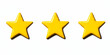 © HQAsset - Three Shiny Yellow Stars on White Background,  A Simple, Bold Graphic for Ratings, Awards, or Design.