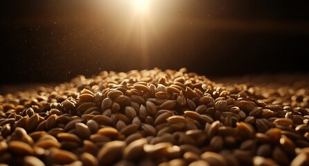 Wall Mural - A close-up of grains illuminated by soft light, showcasing their texture.