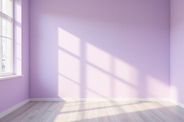 Wall Mural - Empty Room with Purple Wall and Soft Shadows from Window