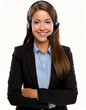 © Carmen - Caucasian female call center operator wearing headset, isolated on white transparent background