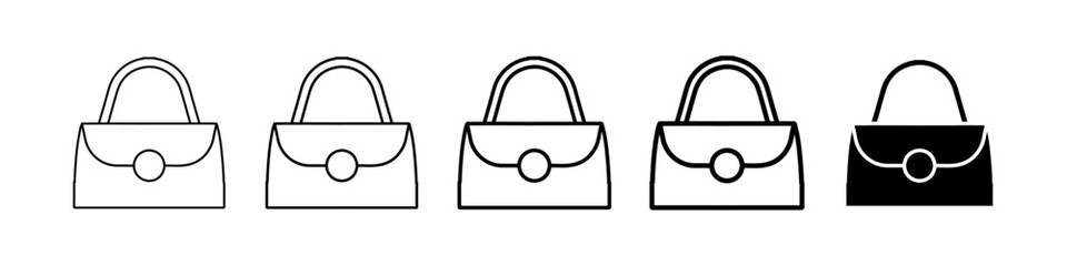 hand bag icon Simple thin line logo set