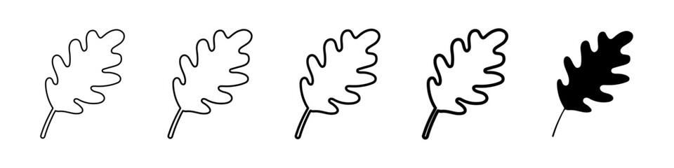 oak leaf icon Simple thin line logo set