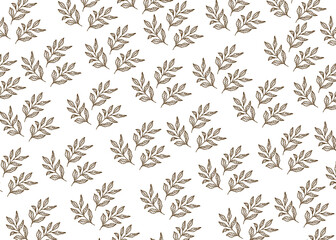 seamless floral background, seamless pattern with leaves, leaf illustration, white background