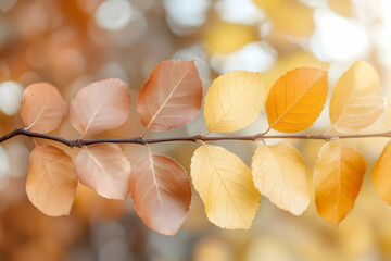 Wall Mural - Autumn Leaves Branch Illustration