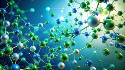 Wall Mural - abstract molecular structure complex network of connected spheres representing atomic bonds
