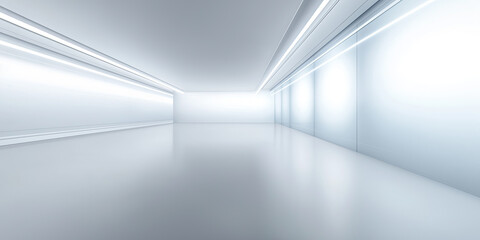 Wall Mural - empty space inside futuristic room, showroom, spaceship, hall or studio in perspective. include ceil