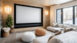 © siraphol - Cozy home theater with plush seating and large screen for entertainment