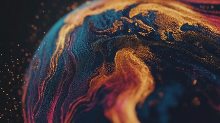 Wall Mural - Abstract globe with colorful particles.